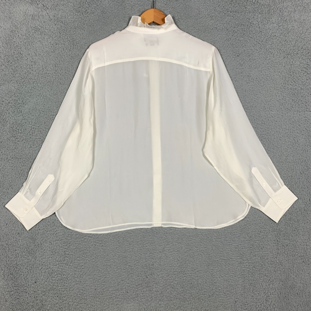 J.Crew Jules Shirt Women's 20‎ Ivory Ruffle-Collar Sheer Crepe De Chine NWT $158 - Picture 6 of 12